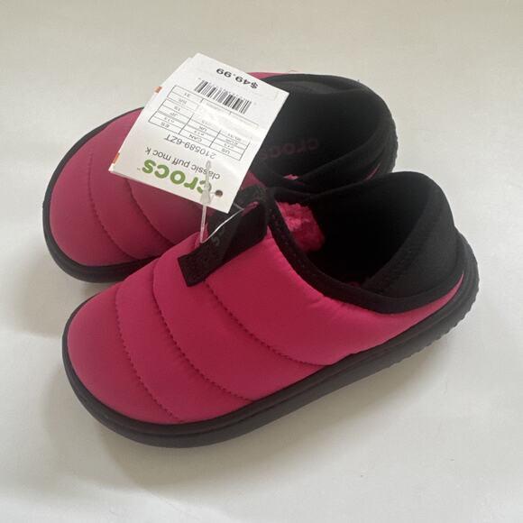 NEW Crocs Classic Puff Moc Slip Moccasin Dragon Fruit Kids Youth Girls 13 CHILD - Picture 6 of 9